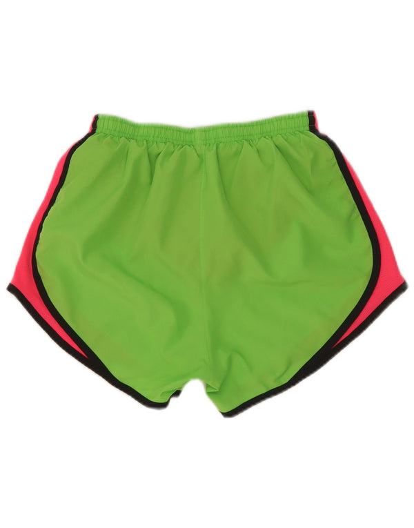 Nike Womens Dri Fit Sport Shorts UK 6 XS Green Colourblock