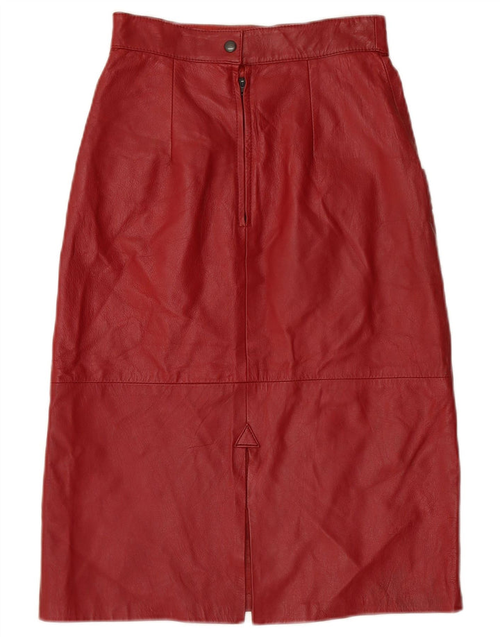 VINTAGE Højtaljet lædernederdel til kvinder W24 XS Burgundy