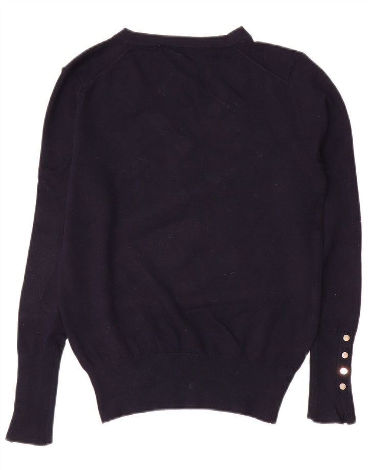 ZARA Womens Crop V-hals sweater UK 12 Medium Navy Blue
