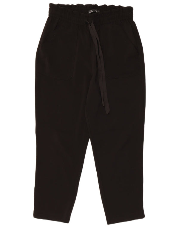 Zara Womens Tapered Cropped Trousers Medium W28 L25 Sort Polyester