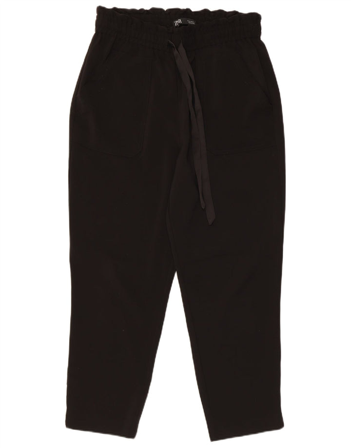 Zara Womens Tapered Cropped Trousers Medium W28 L25 Sort Polyester