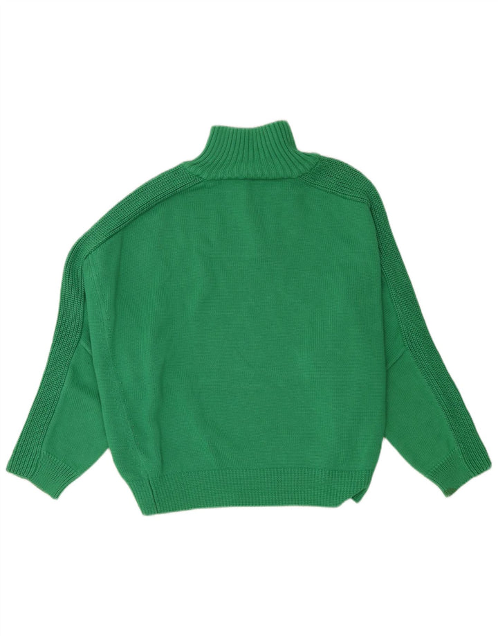 Tommy Hilfiger Dame Oversized Zip Neck Jumper Sweater UK 14 Medium Green