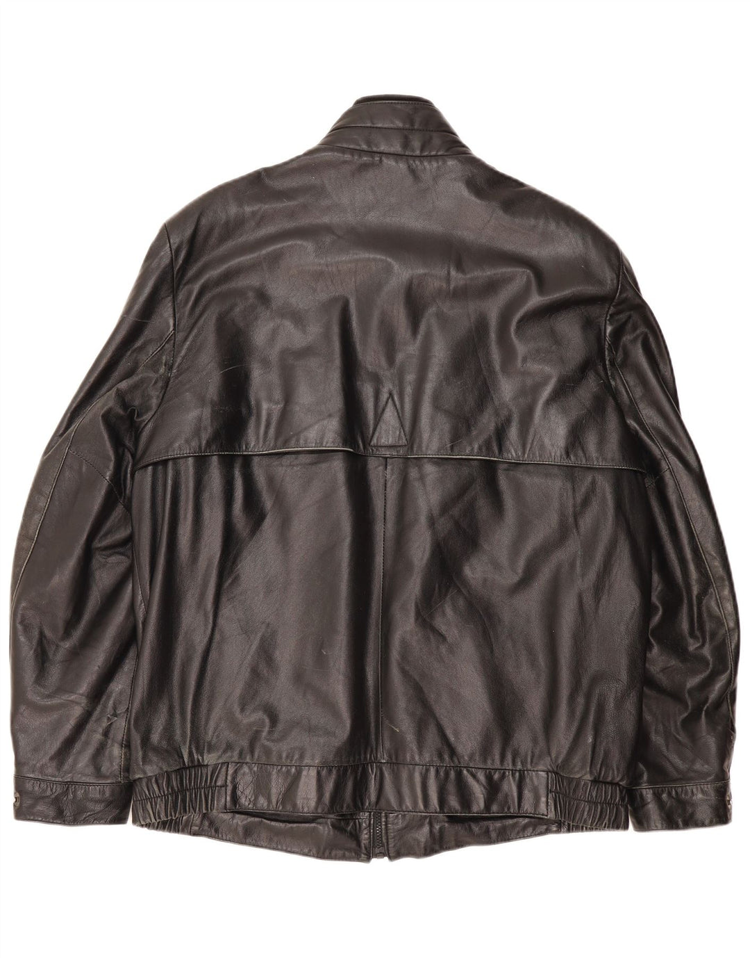 SCHILD Herre Militær Læderjakke UK 40 Stor Sort Læder