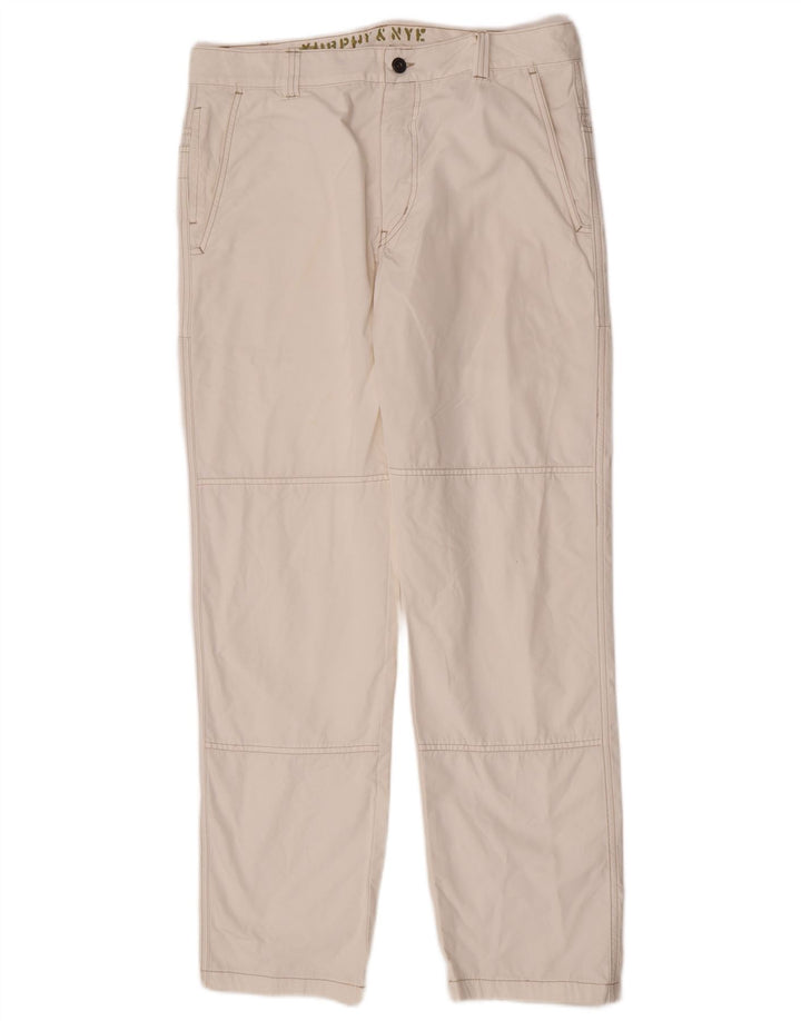 Murphy & Nye Herre Slim Chino Bukser W36 L32 Hvid Bomuld