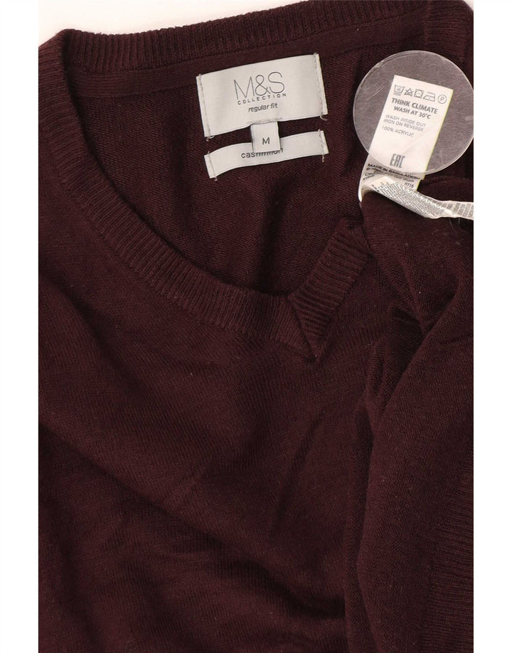 Marks & Spencer Herre Regular Fit V-hals sweater Medium Maroon