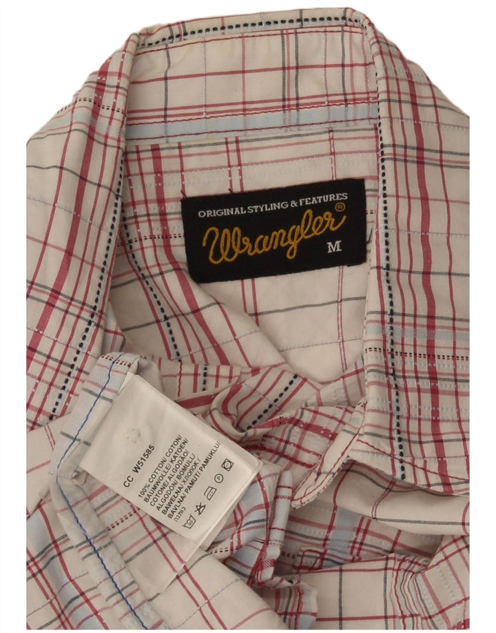 Wrangler kortærmet herreskjorte med normal pasform Medium hvid plaid bomuld