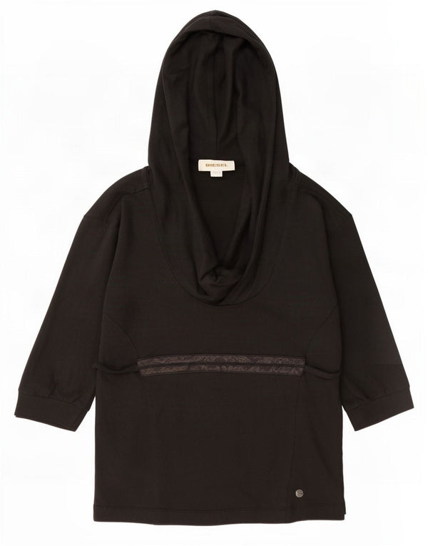 Diesel Dame Hætte Top 3/4 ærme UK 10 Small Grey Bomuld