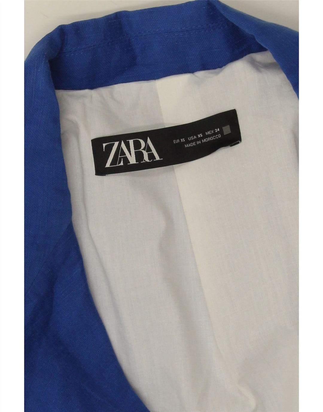 Zara Dame Dobbeltradet Oversized Blazer Jakke UK 6 XS Blå Lyocell