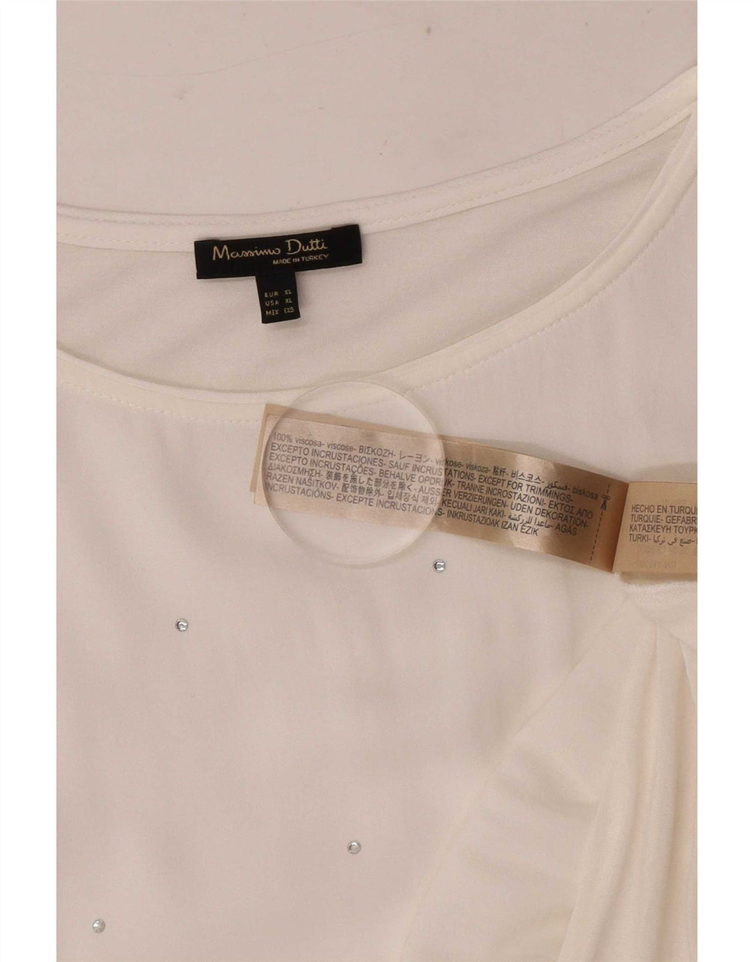 Massimo Dutti Dame Bluse Top UK 18 XL Hvid Viscose
