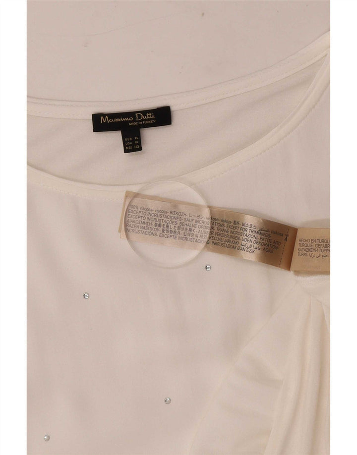 Massimo Dutti Dame Bluse Top UK 18 XL Hvid Viscose