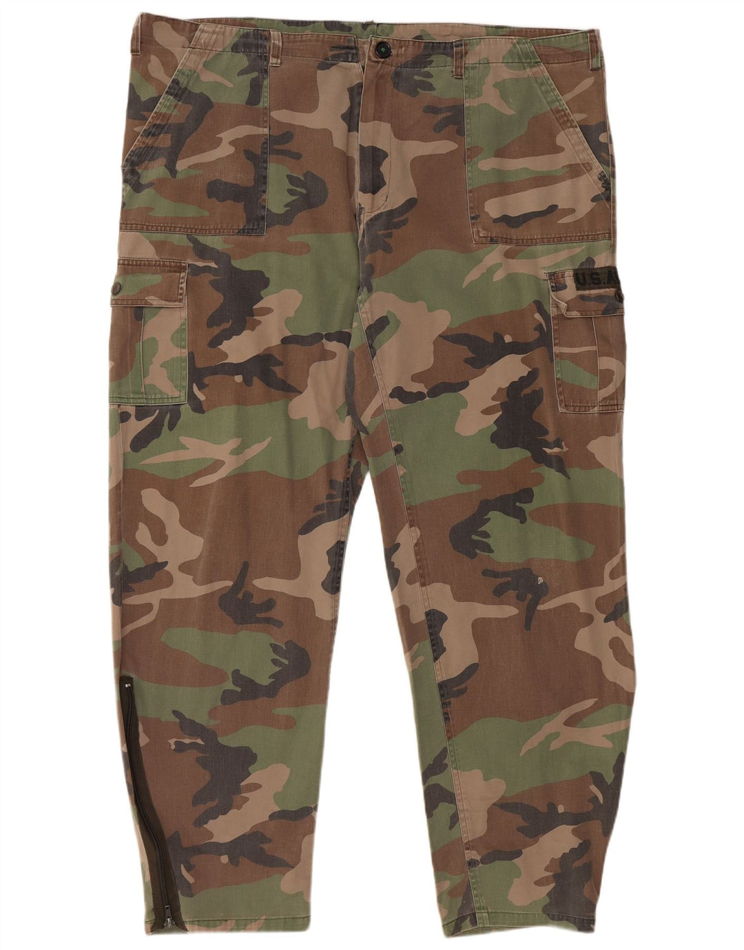 VINTAGE Slim Cargo Bukser til mænd W44 L32 Brun Camouflage Bomuld