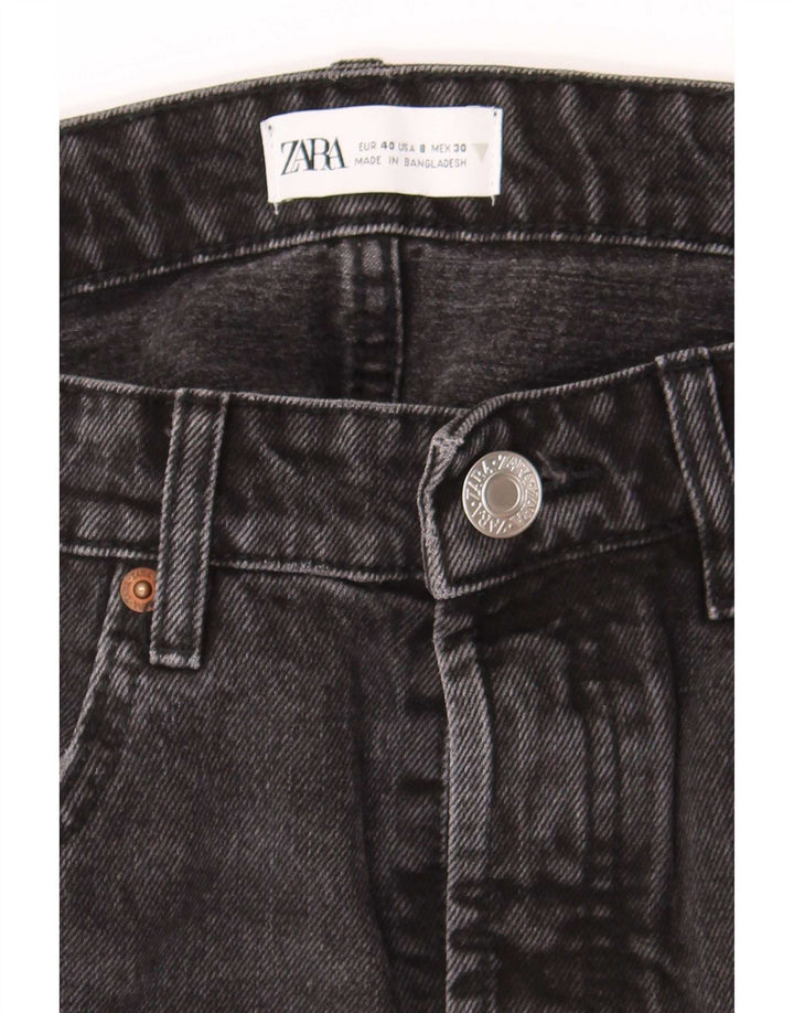 Zara Dame højtaljede denimshorts EU 40 Medium W30 Sort