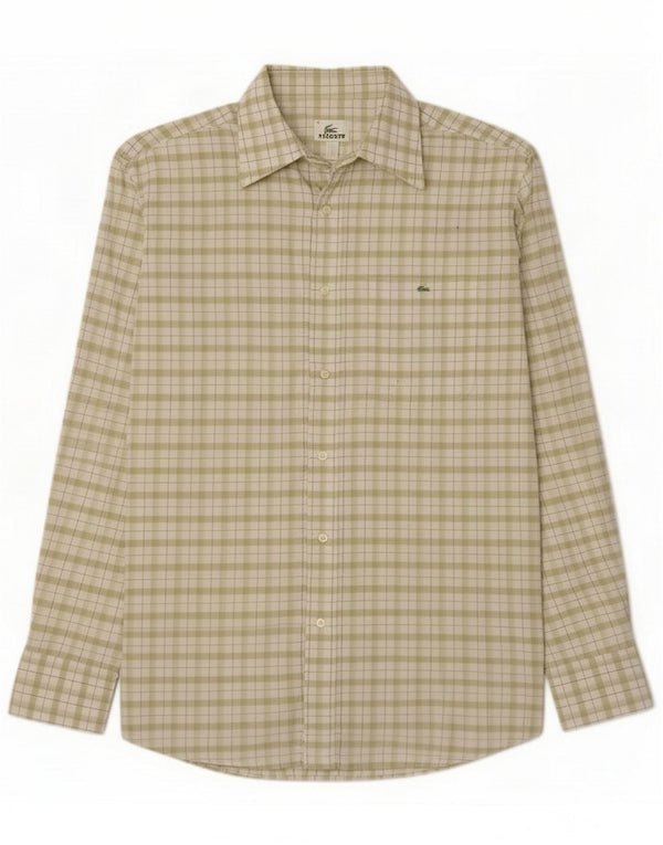 Lacoste Mens Shirt Size 41 Large Green Check Cotton