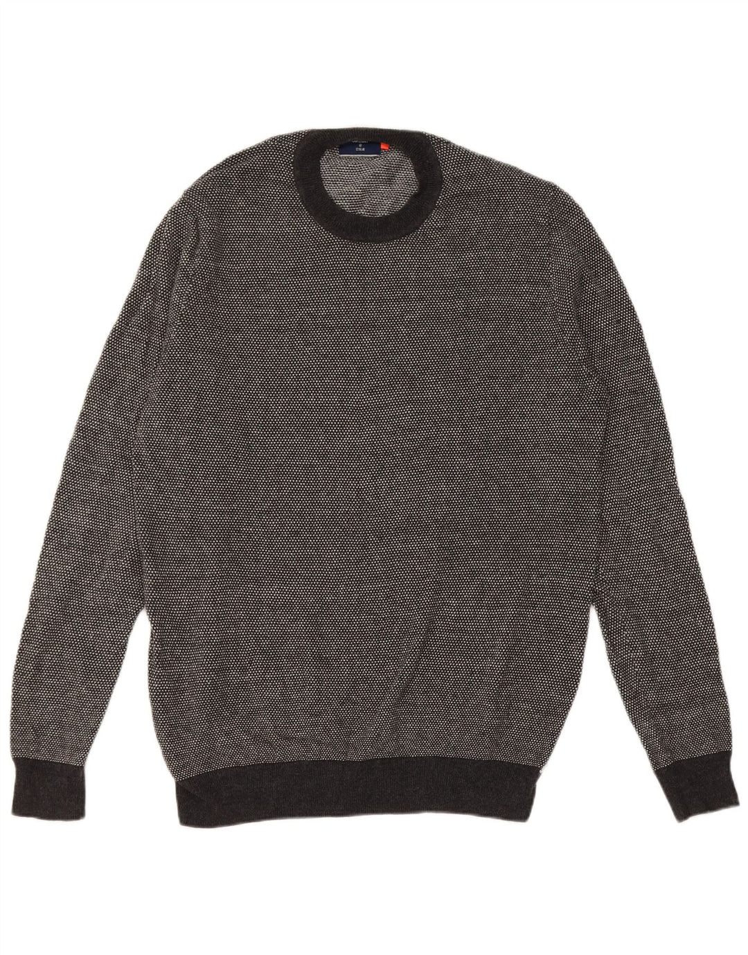 Superdry sweater med rund hals til mænd, stor grå flækket bomuld