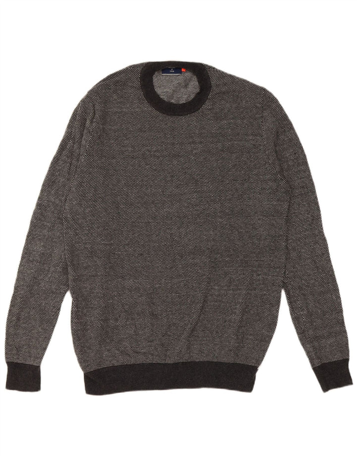 Superdry sweater med rund hals til mænd, stor grå flækket bomuld