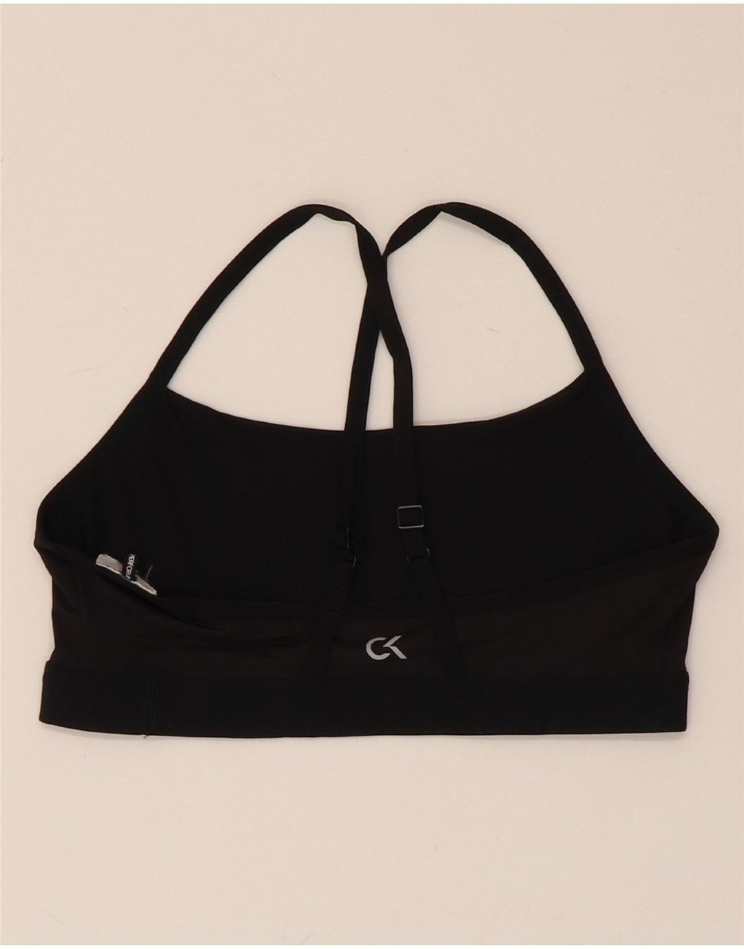 CALVIN KLEIN Dame Grafisk Sport BH Top UK 8 Lille Sort
