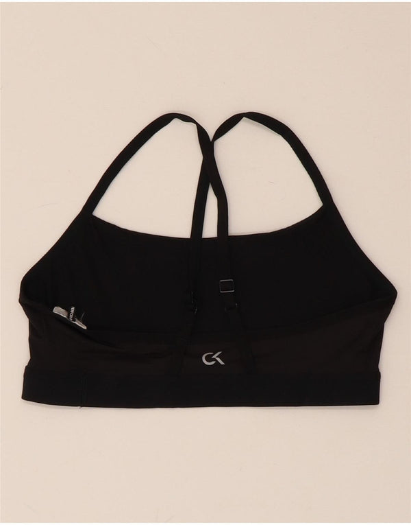 CALVIN KLEIN Dame Grafisk Sport BH Top UK 8 Lille Sort