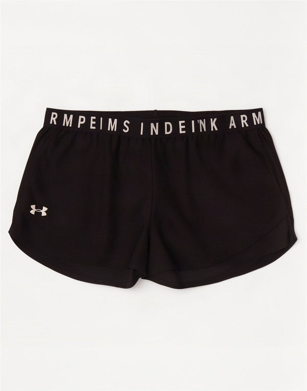 Under Armour Dame Heat Gear Graphic Sports Shorts UK 16 Large Black