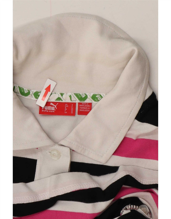 Puma Dame Polo Shirt UK 10 Lille Flerfarvet Stribet