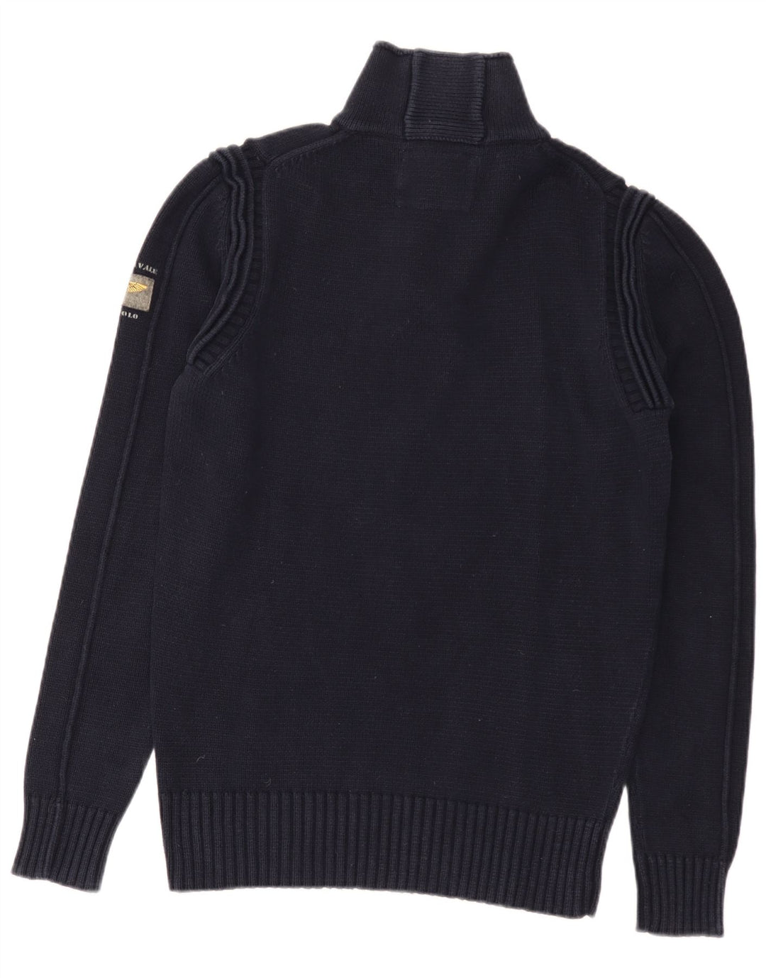 Aviazione Navale Herre Button Neck Jumper Sweater Medium Navy Blue Bomuld