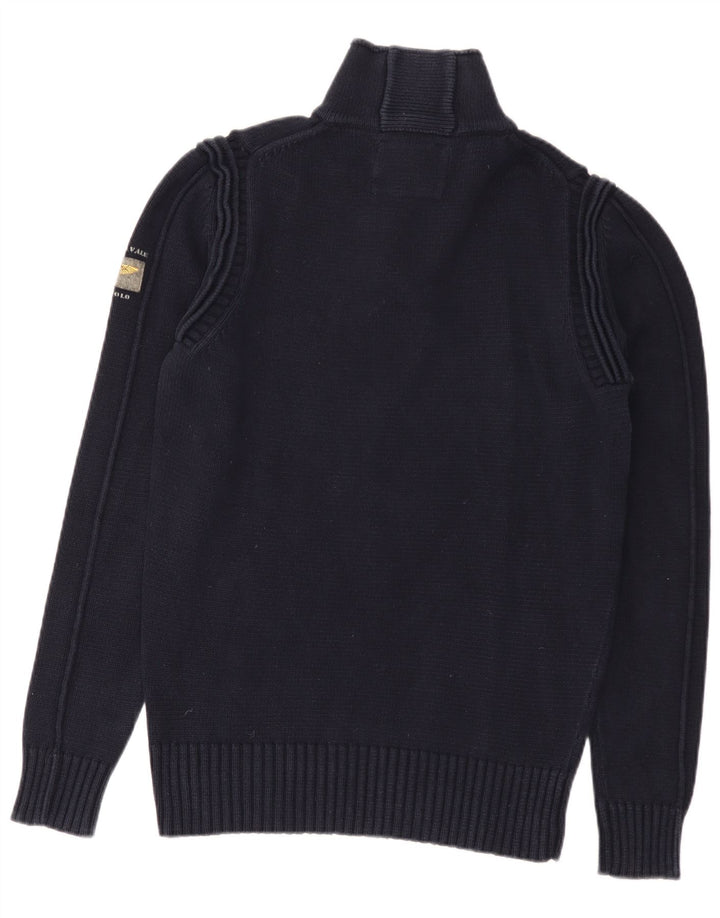 Aviazione Navale Herre Button Neck Jumper Sweater Medium Navy Blue Bomuld