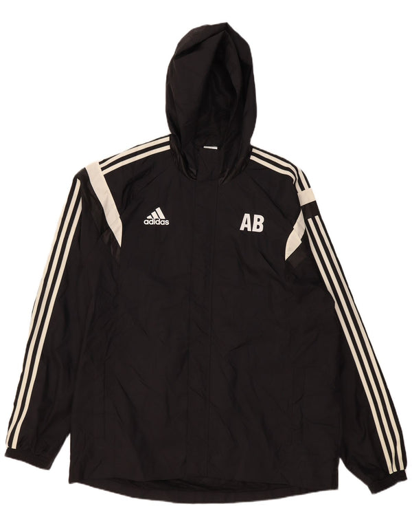 Adidas Grafisk regnjakke med hætte til mænd UK 42 XL Sort Colourblock Polyamid