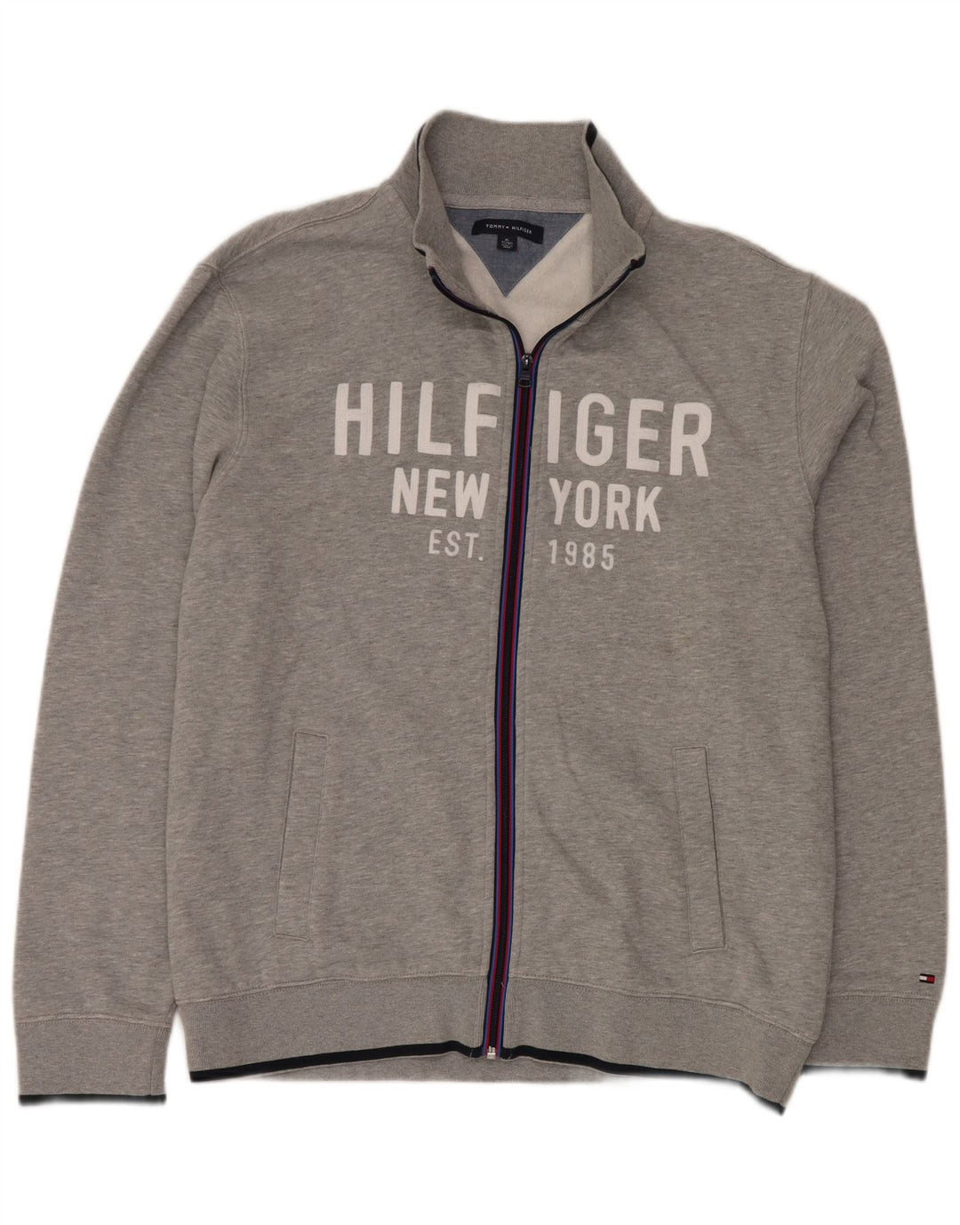 TOMMY HILFIGER Grafisk træningsdragt herrejakke XL grå bomuld