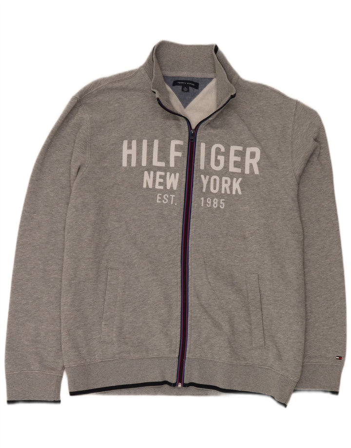 TOMMY HILFIGER Grafisk træningsdragt herrejakke XL grå bomuld
