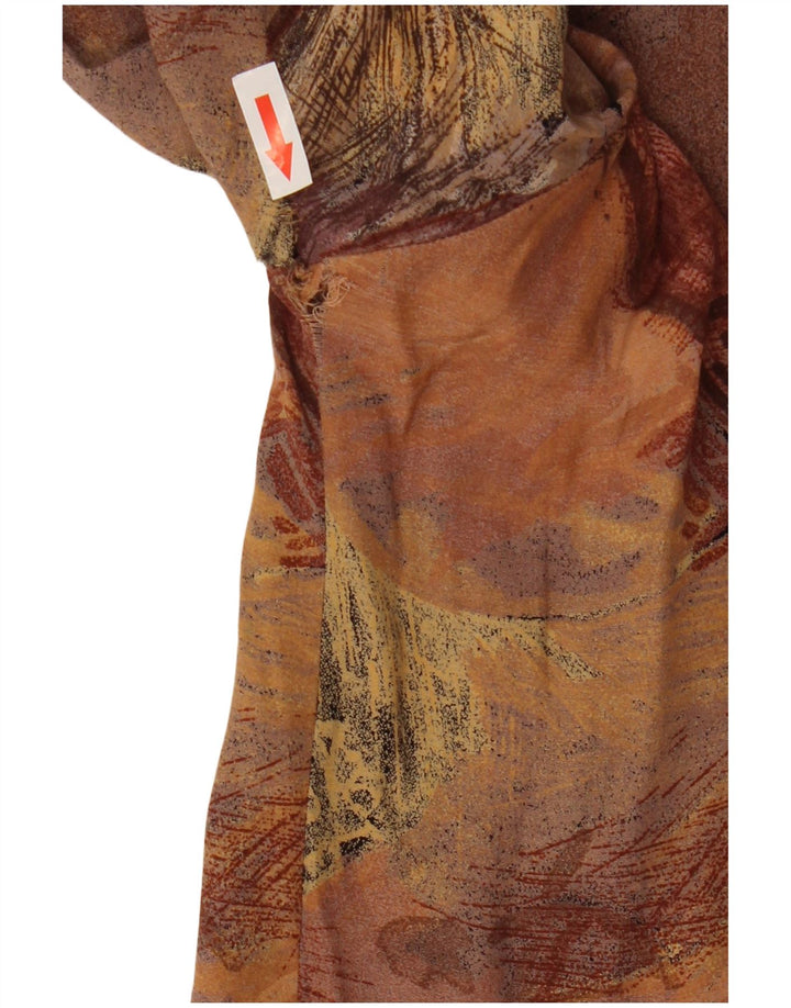 Vintage kvinders abstrakt mønster kortærmet skjorte UK 14 medium brun