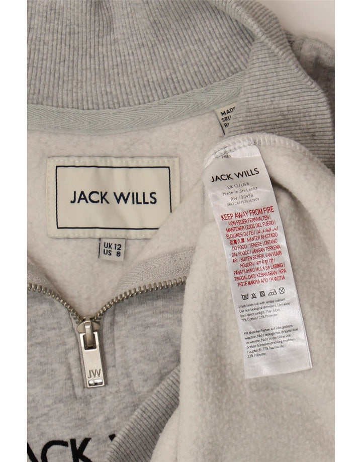 Jack Wills Dame Oversized Grafisk Sweatshirt Jumper UK 12 Medium Grå