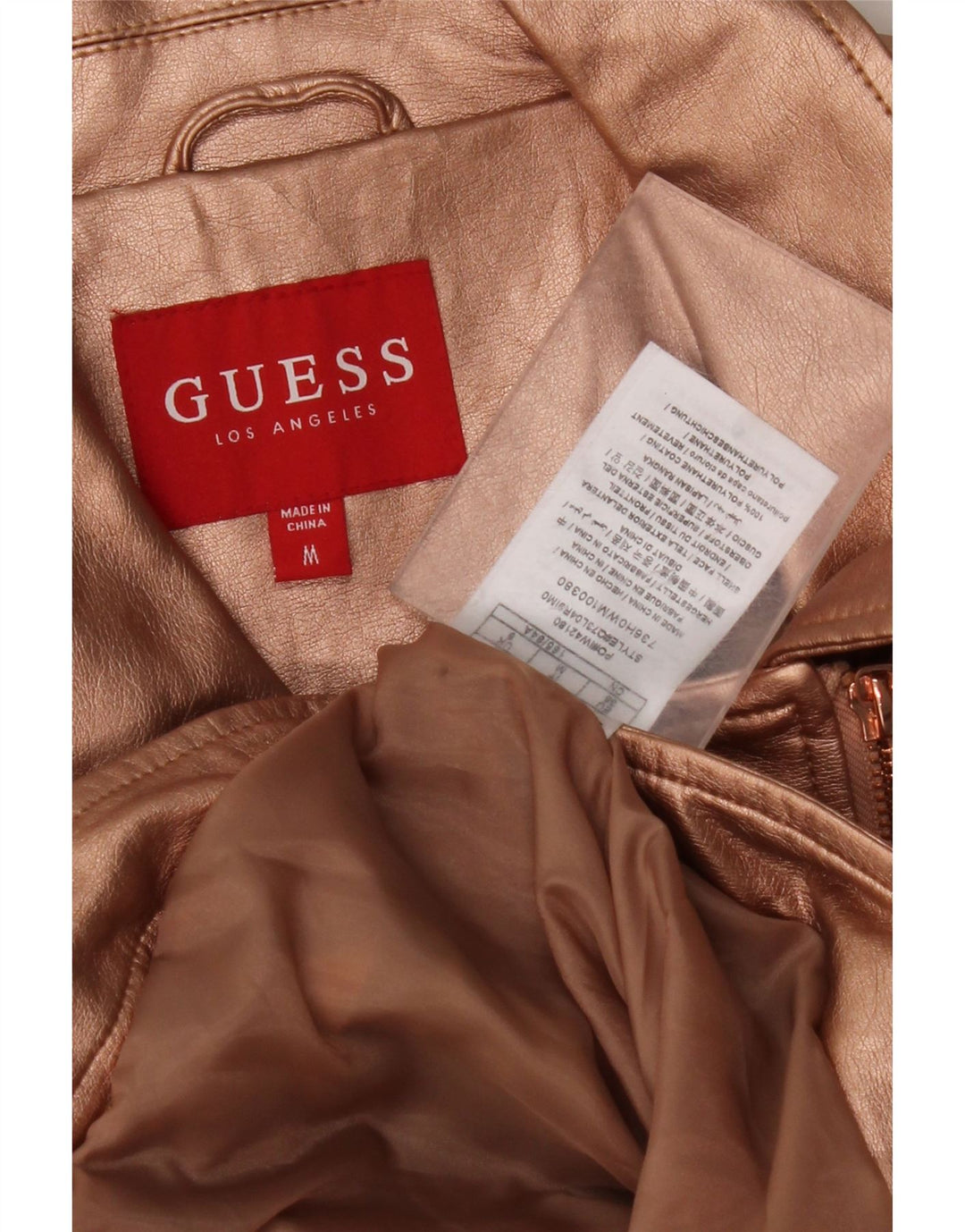GUESS Womens Crop Biker-jakke i imiteret læder UK 12 medium guld polyurethan