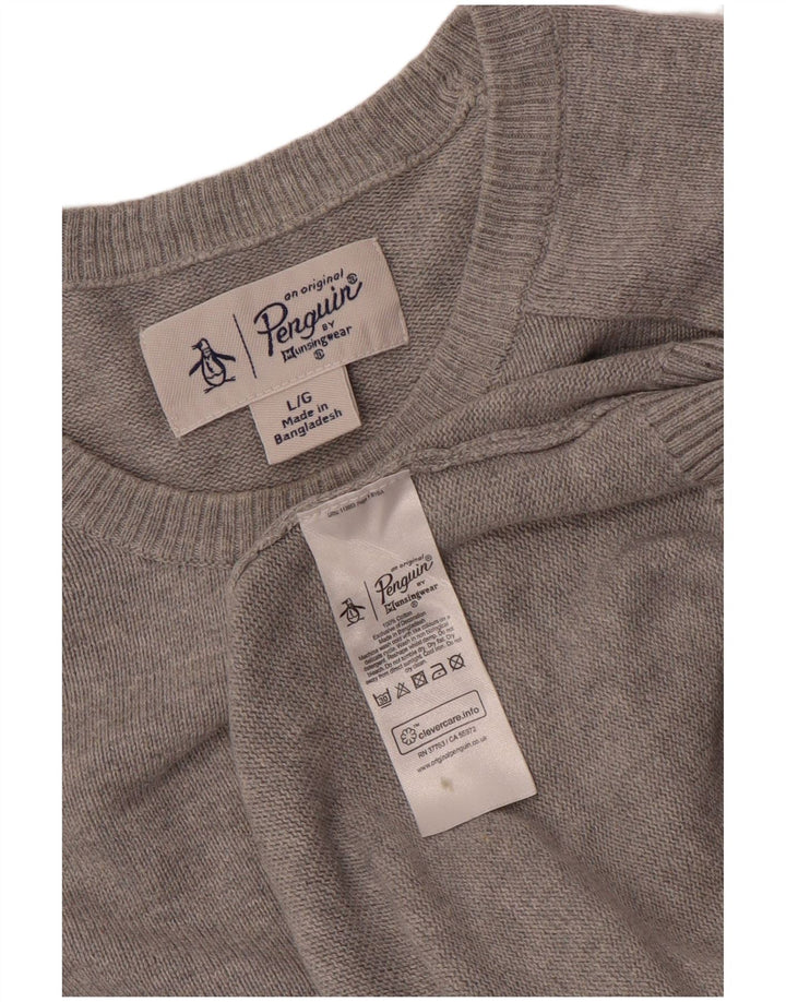 Penguin herre rund hals sweater stor grå bomuld