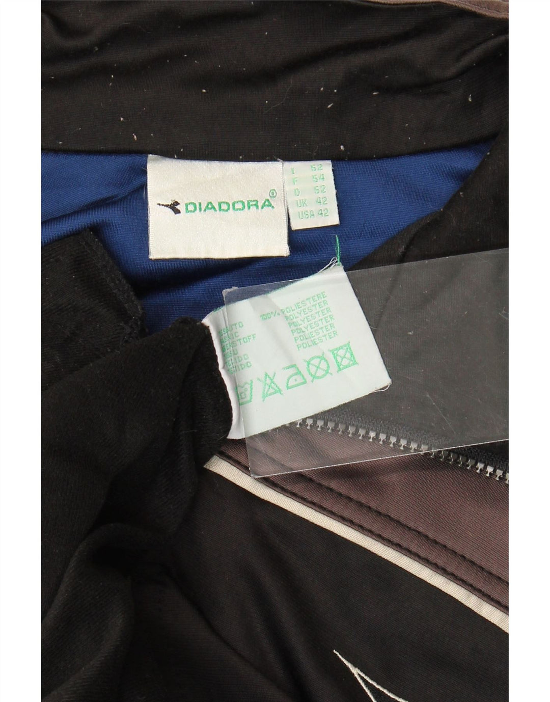 Diadora Herre grafisk træningsdragt topjakke UK 42 Stor sort farveblok