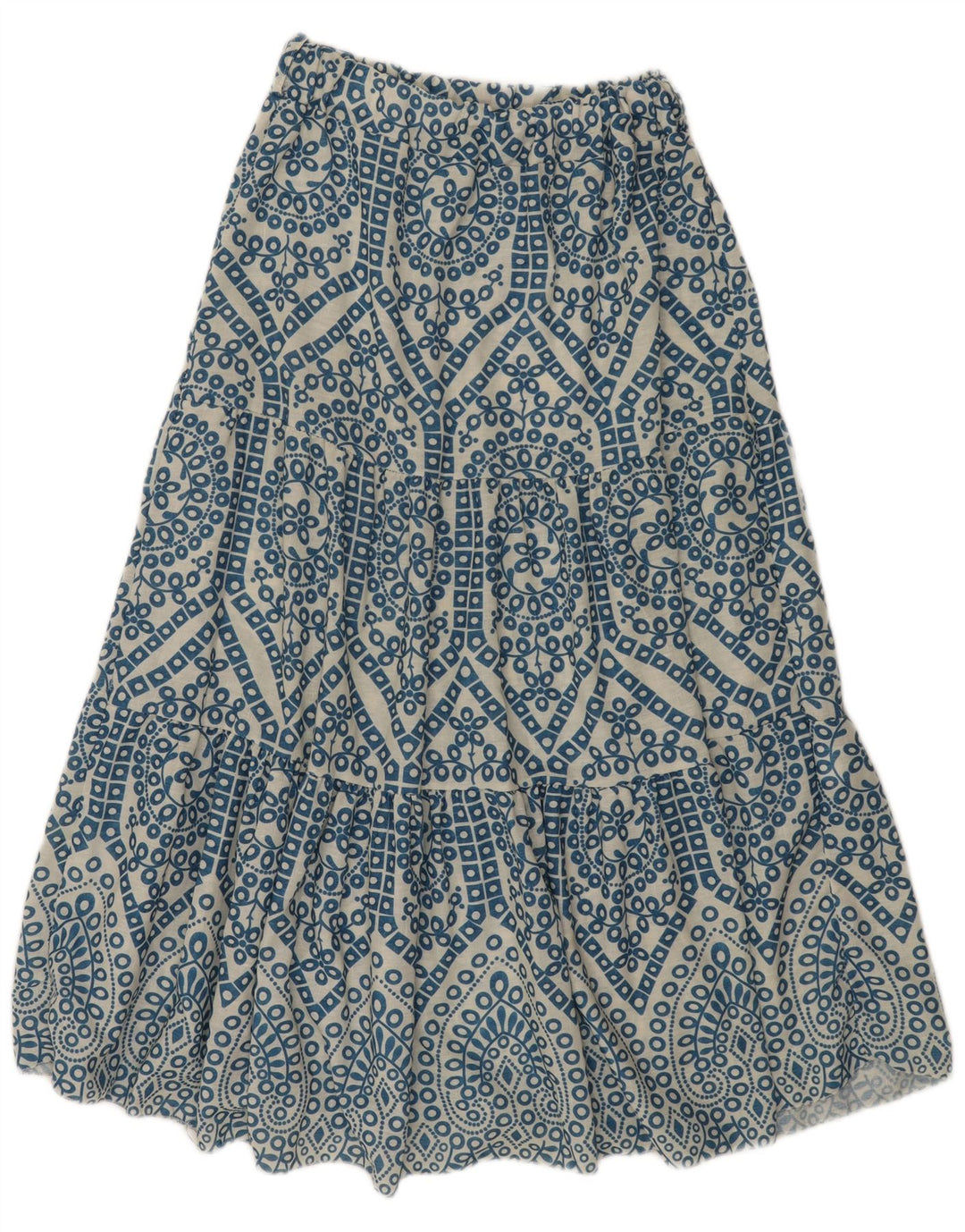 Vintage Maxi-nederdel til kvinder W28 Medium Blue Paisley Viscose