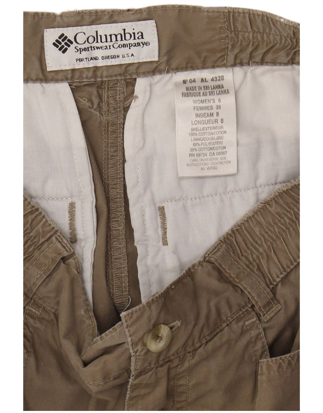 COLUMBIA Cargo Shorts til kvinder US 9 Medium W28 Brun Bomuld