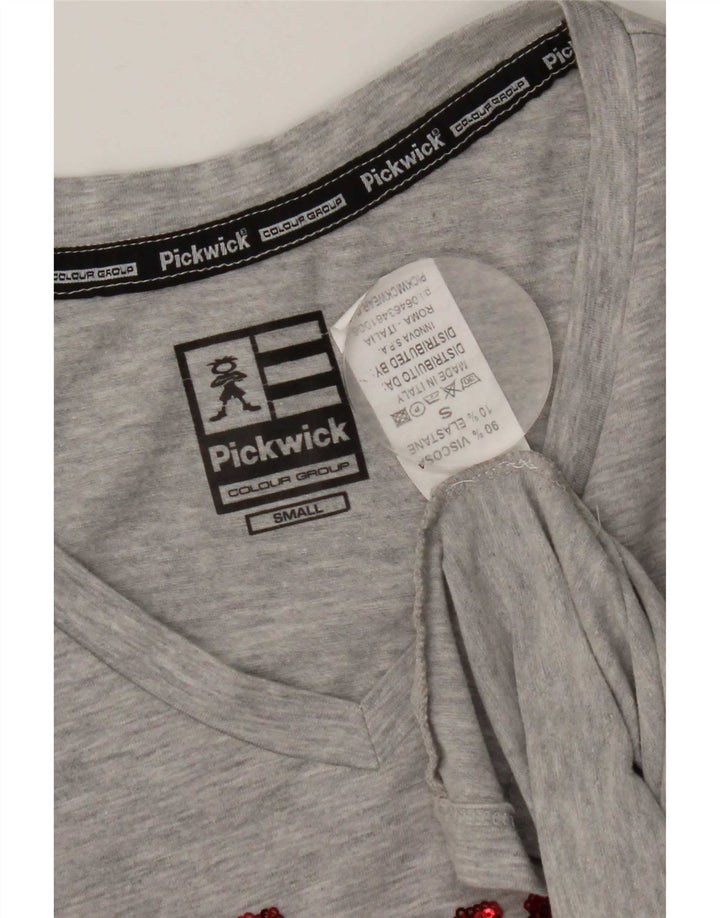 Pickwick Kvinders Grafisk Top Langærmet UK 8 Small Grå Flecked Viscose