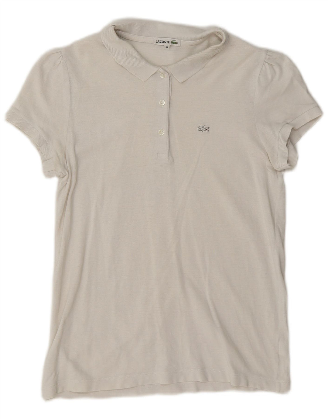Lacoste Dame Polo Shirt Str. 42 Stor Hvid Bomuld