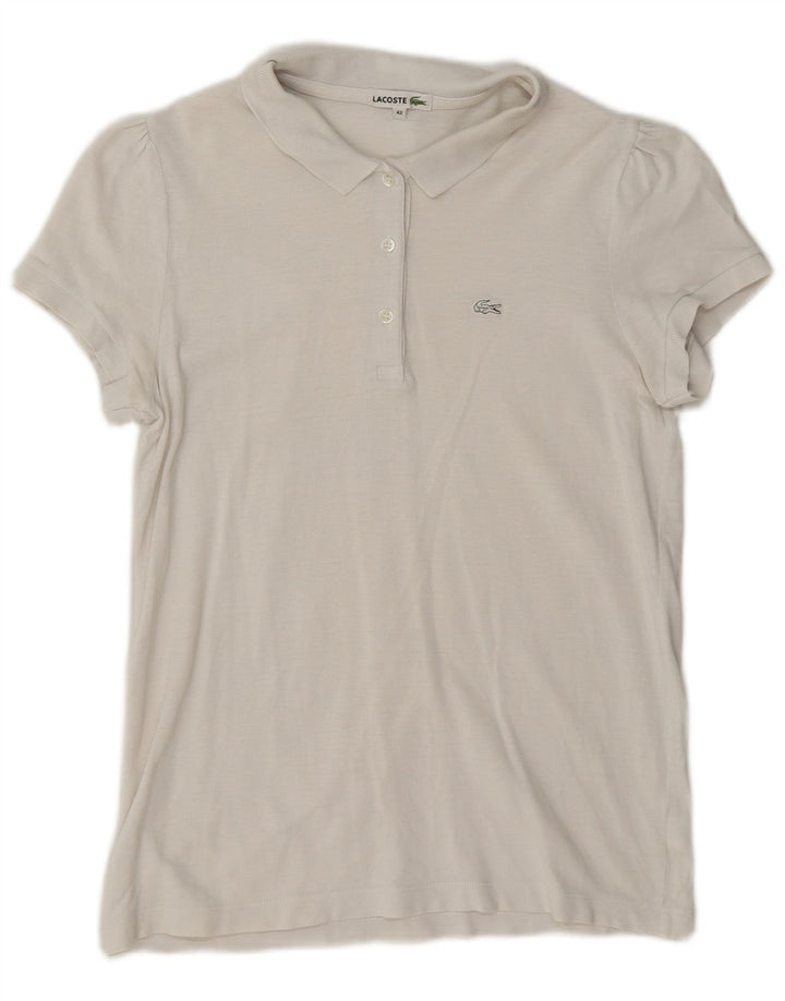 Lacoste Dame Polo Shirt Str. 42 Stor Hvid Bomuld