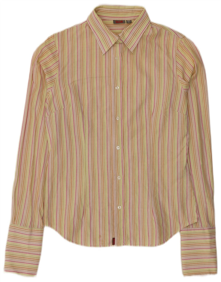 Slam Dameskjorte UK 14 Stor Beige Stribet Bomuld