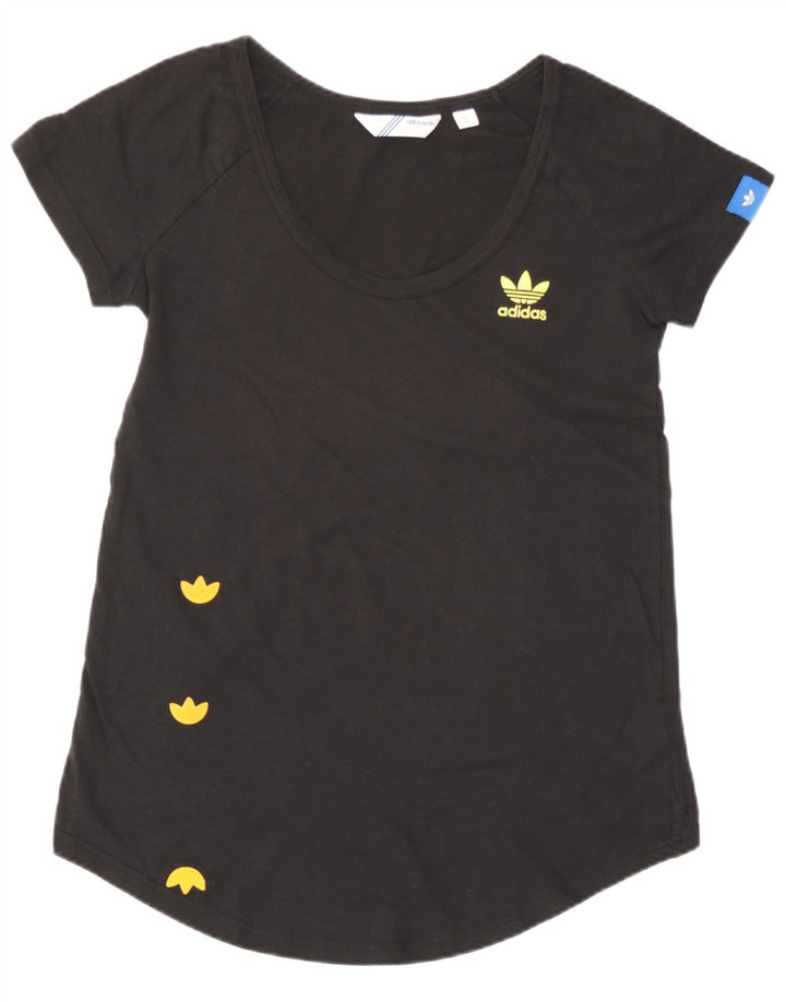 Adidas Dame Grafisk T-Shirt Top EU 38 Medium Sort Bomuld