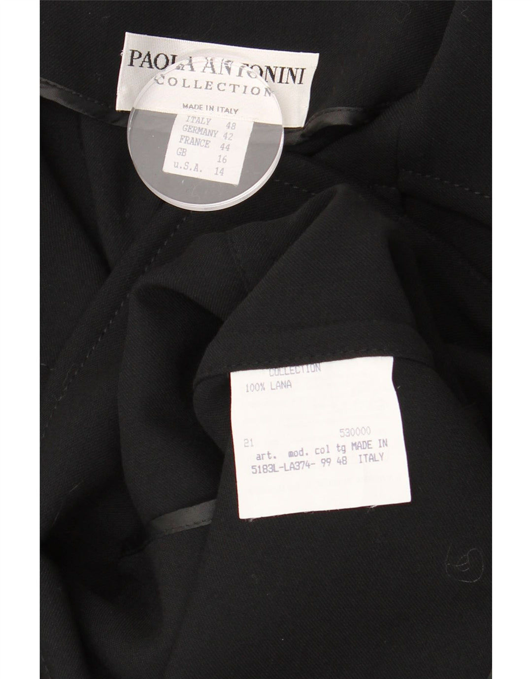 Paola Antonini Dame 3 Button Blazer Jacket UK 16 Large Black Wool
