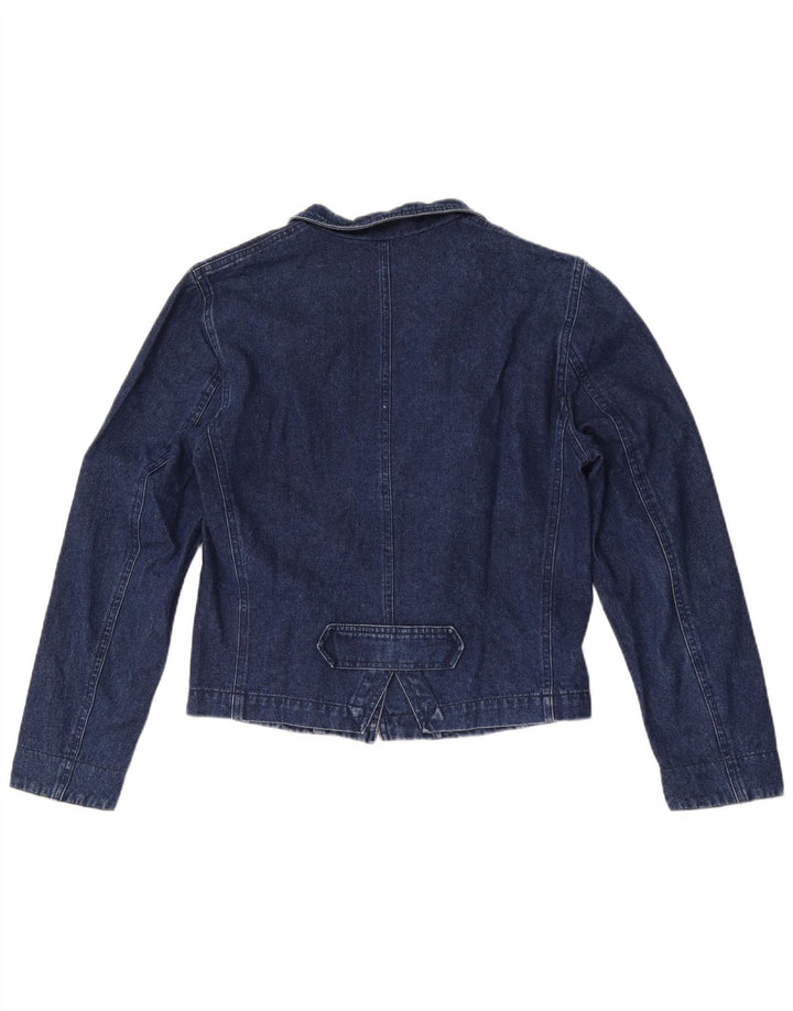 Prisma Dame 1 Knap Denim Blazer Jakke UK 12 Medium Navy Blue Bomuld