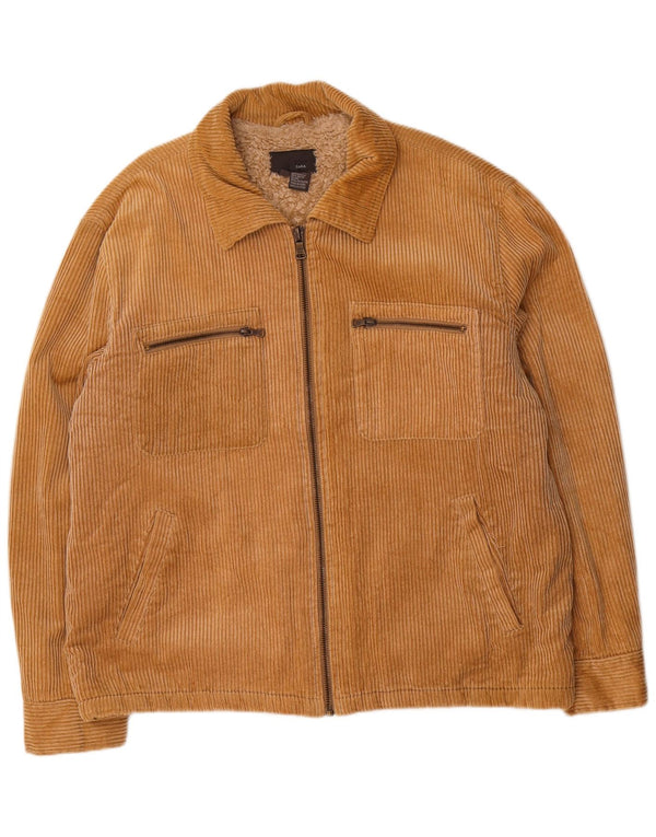 Zara Herre Sherpa Corduroy Jacket UK 44 2XL Beige Bomuld