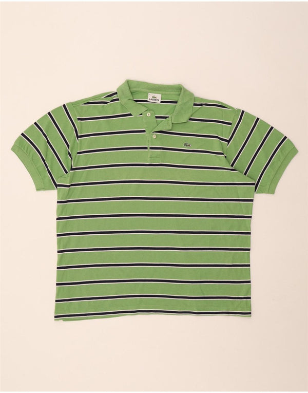 Lacoste Herre Polo Shirt Størrelse 7 2XL Grøn Stribet Bomuld