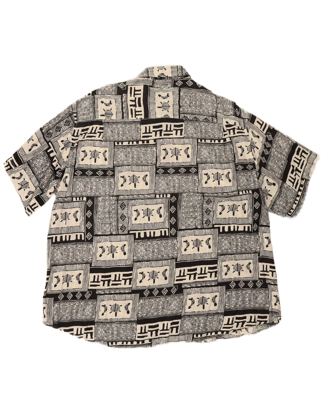 BOULEE Kortærmet Herreskjorte Størrelse 45/46 2XL Sort Patchwork Viscose