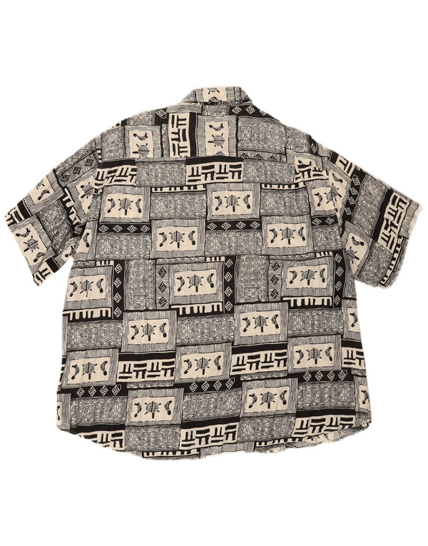 BOULEE Kortærmet Herreskjorte Størrelse 45/46 2XL Sort Patchwork Viscose