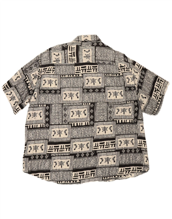 BOULEE Kortærmet Herreskjorte Størrelse 45/46 2XL Sort Patchwork Viscose