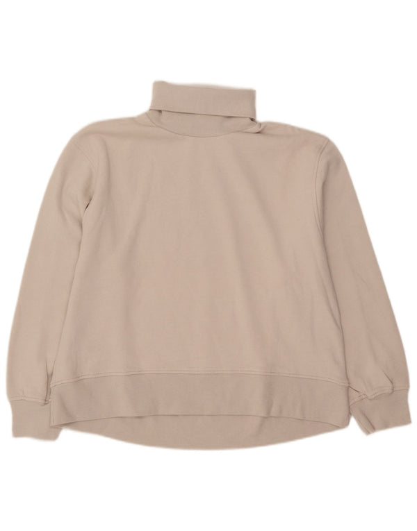 Zara Dame Rullehals Sweatshirt Jumper UK 14 Medium Beige Bomuld
