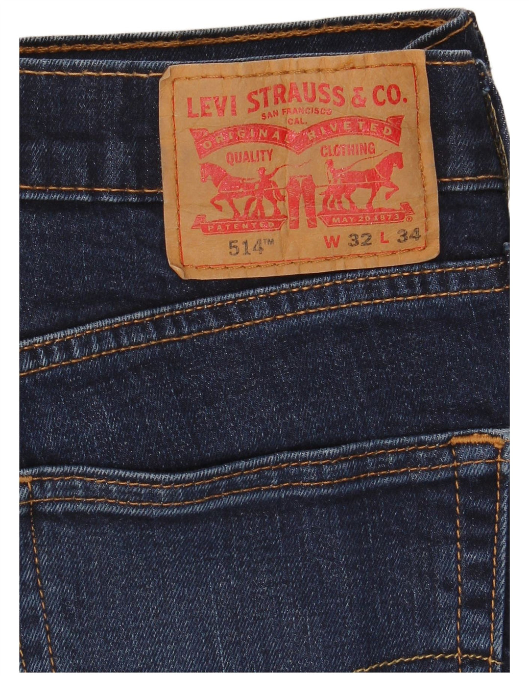 Levi's herre 514 lige jeans W32 L34 marineblå bomuld