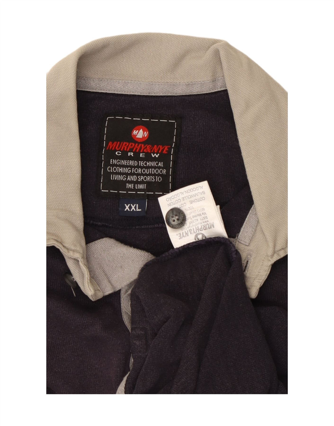 MURPHY & NYE Langærmet rugby poloshirt til mænd 2XL marineblå bomuld